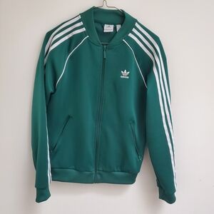 Adidas Teal Bomber Jacket with White Stripes